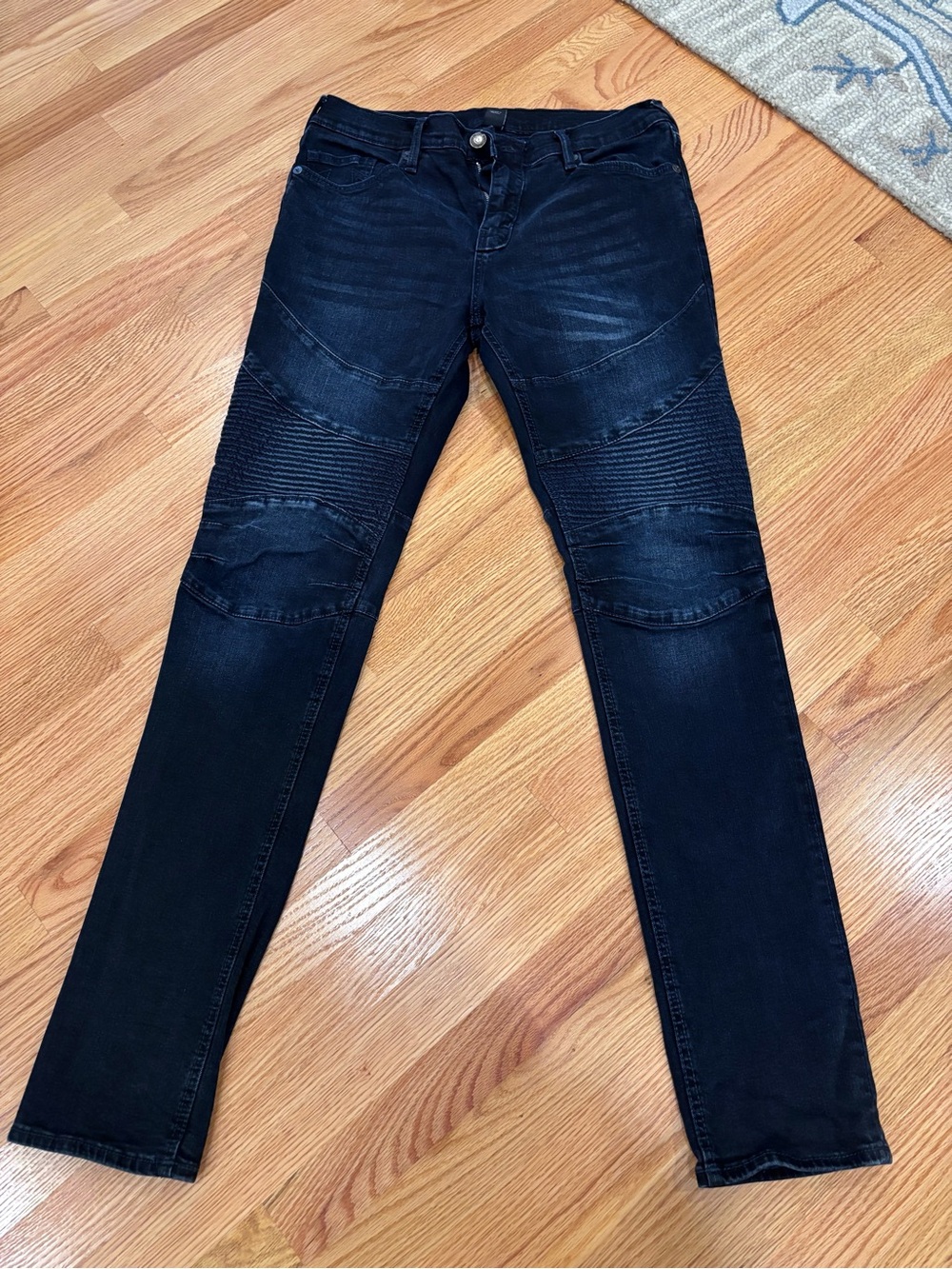 True Religion Men's Dark Wash Slim Moto Jeans